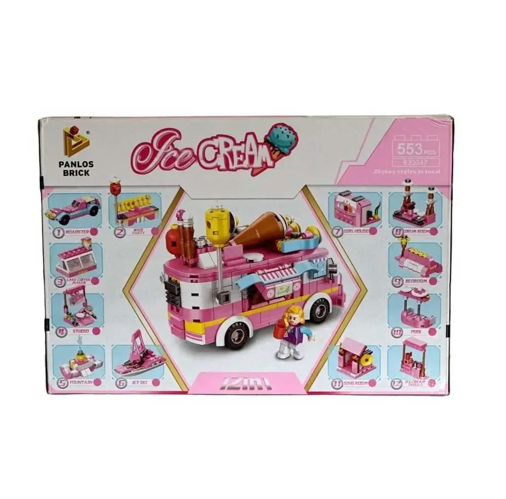 Panlos Brick 12-in-1 Ice Cream Truck Building Set 633047 (553 Pieces)
